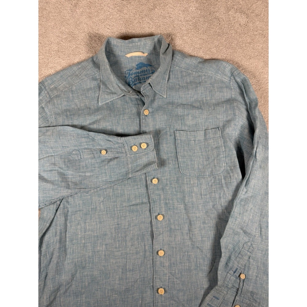 Tommy Bahama Relax  Mens XL L/S Linen Shirt Blue Beach Vacation‎ Button Dad